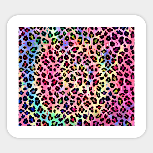 Rainbow Tie Dye Leopard Print Sticker by saradaboru